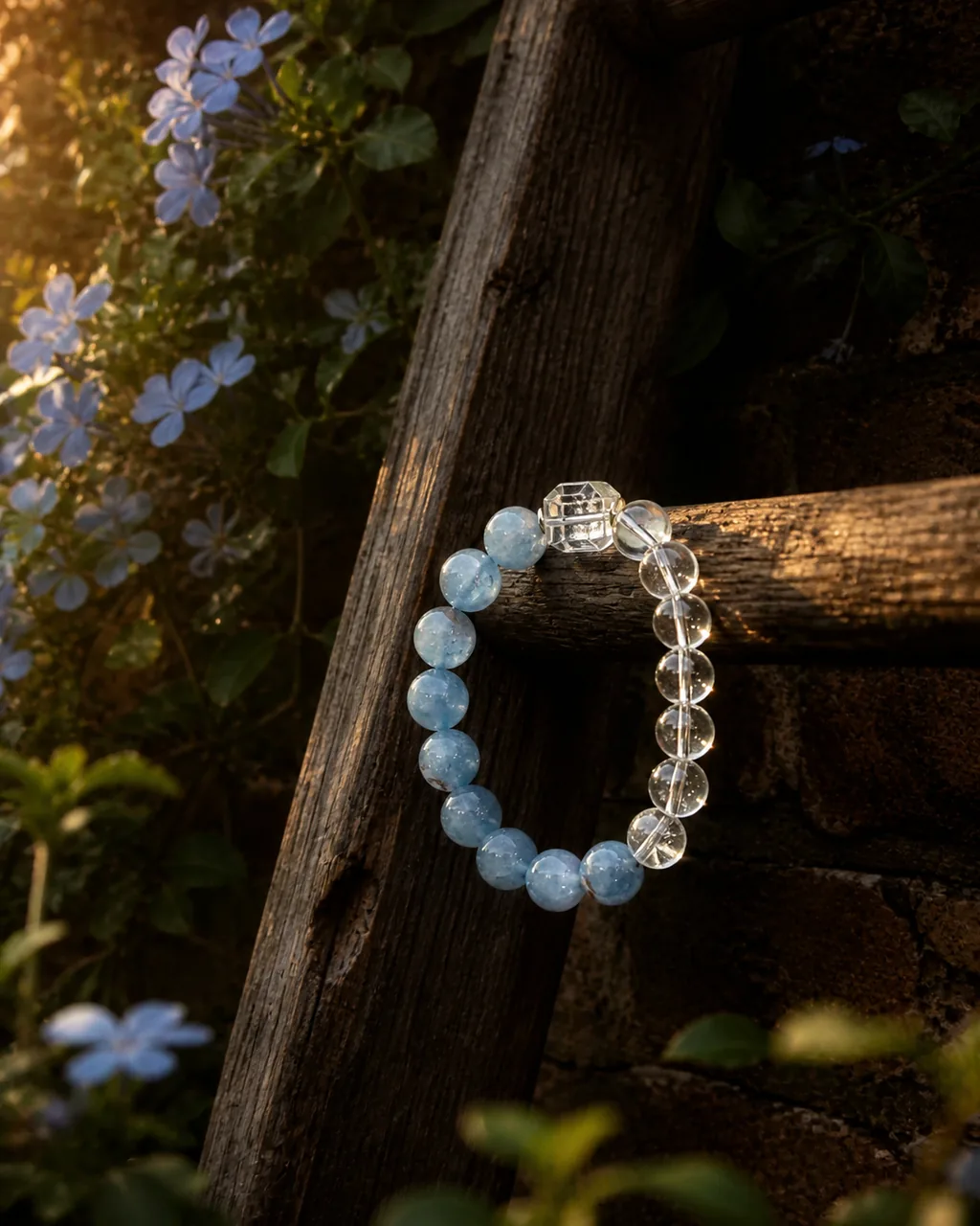 Aquamarine & White Quartz, Full Clarity